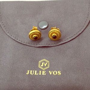 Julie Vos Gold and Onyx Button Earrings